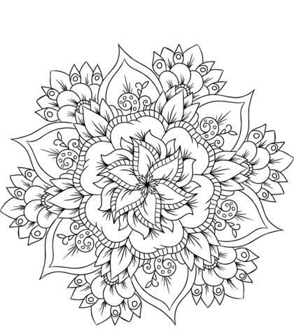 Flower Mandala From Floral Mandalas Coloring Page